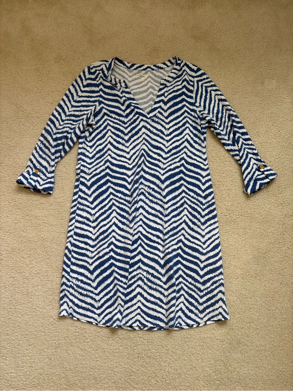 Lilly Pulitzer Rossmore Pima cotton t-shirt dress sz L chevron coastal preppy